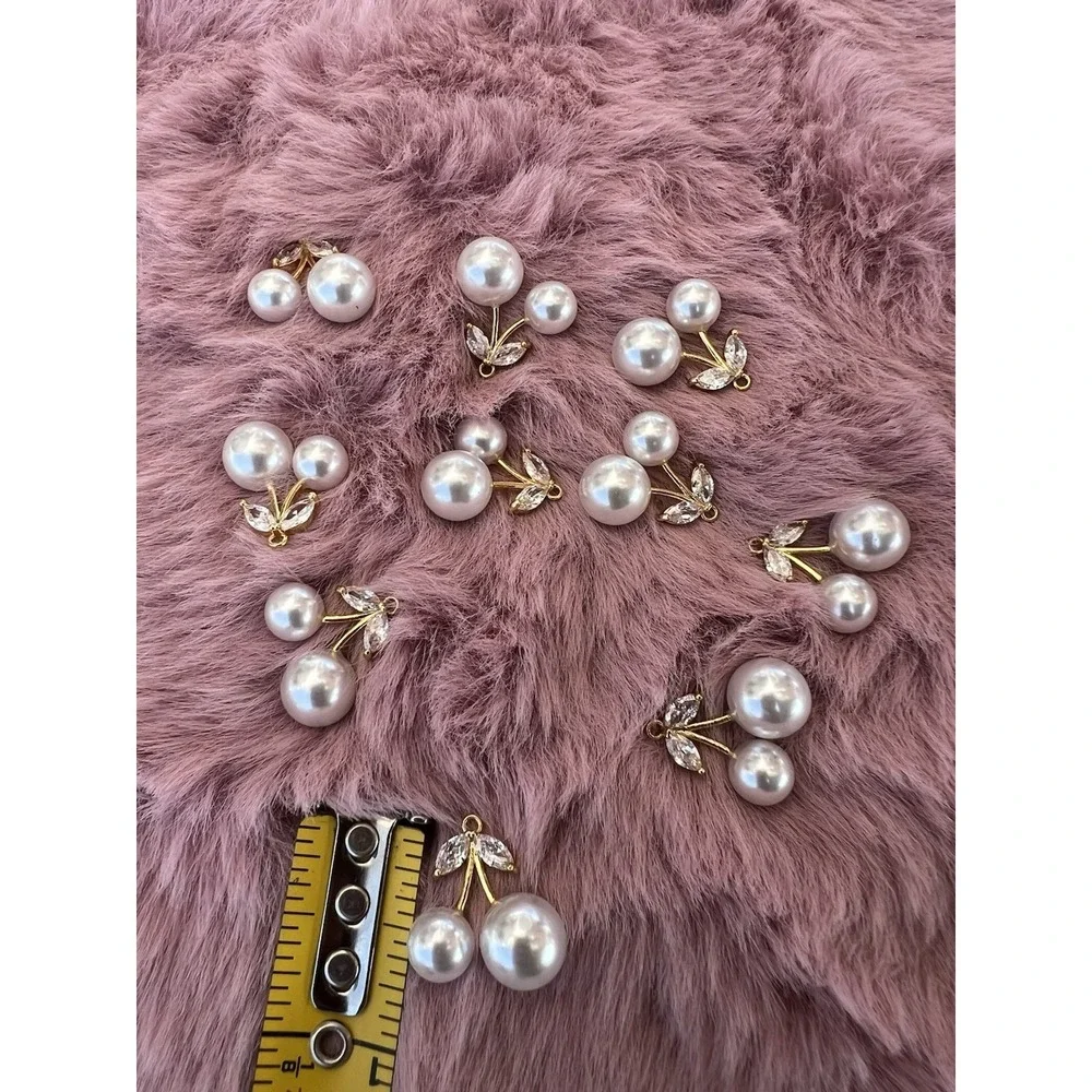 10 Pcs Cherry Charms Alloy‎ Rhinestone Cherry Pendant Cute Fruit Charm